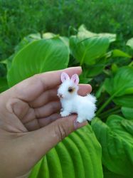 Miniature realistic bunny rabbit minitoy ooak pet friend for doll custom figurine dollhouse miniatures handmade crochet