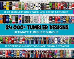 HugeTumbler Designs Bundle 20oz Skinny Straight & Tapered, Bundle design Template for  Sublimation, Full Tumbler Wrap, P
