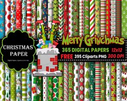 365 Digital papers 300 dpi maximum quality the grinch christmas, cliparts png the grinch christmas, scrapbook designs pa
