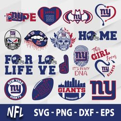 Logo New York Giants Bundle SVG, New York Giants SVG, NFL SVG, PNG DXF EPS File.