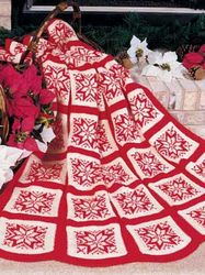 Knit Afghan, Knit Pattern, Blanket knitting pattern PDF, Vintage Knitting Pattern Christmas Stars Afghan PDF