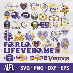 Minnesota Vikings SVG NFL Bundle, Minnesota Vikings SVG, NFL SVG, PNG DXF EPS File