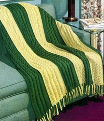 Vintage Afghan Knitting Pattern, Blanket Knitting Pattern PDF, Vintage Afghan Knitting Pattern, Nature Home Decor