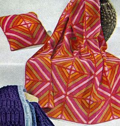 Vintage Afghan Knitting Pattern, Block Afghan Pattern, Blanket Knitting Pattern PDF, Knit Aran Afghan Pattern