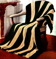 Vintage Afghan Knitting Pattern, Classic Knitted Afghan Pattern, Blanket Knitting Pattern PDF, Knit Aran Afghan Pattern
