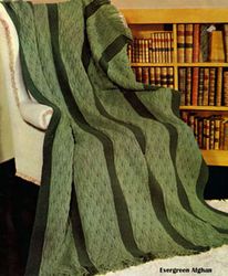 Vintage Afghan Knitting Pattern, Evergreen Afghan Pattern, Blanket Knitting Pattern PDF, Knit Aran Afghan Pattern