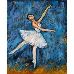 Ballerina Painting Girl Original Art Oil 12 x 9.5 Ballet Dancer Wall Art Ballet Figure by PaintingsDollsByZoe