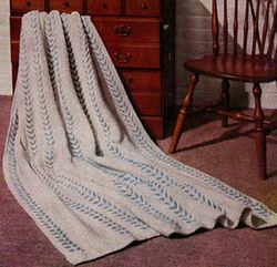 Vintage Afghan Knitting Pattern, Knit Laurel Afghan Pattern, Blanket Knitting Pattern PDF, Knit Aran Afghan Pattern