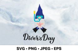 Divers Day. Diving SVG Gnome diver