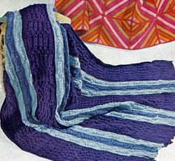 Vintage Afghan Knitting Pattern, Stripe Afghan Pattern, Blanket Knitting Pattern PDF, Knit Aran Afghan Pattern