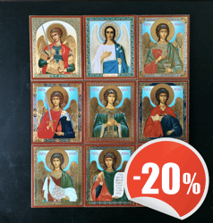 Holy Archangels Icon Set of 9 | Mini icons gold and silver foiled | Size 9 x 6 cm each | Russian Byzantine icons