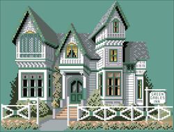 PDF Cross Stitch Pattern - Counted Victorian House - Reproduction Vintage Scheme Cross Stitch