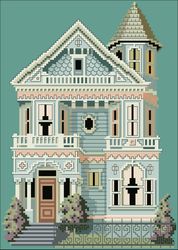 PDF Cross Stitch Pattern - Counted Victorian House - Reproduction Vintage Scheme Cross Stitch