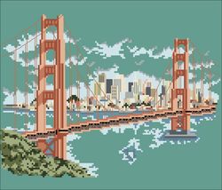PDF Cross Stitch Pattern - Counted Golden Gate Bridge - Reproduction Vintage Scheme Cross Stitch