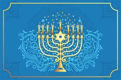 Hanukkah greeting card with menorah