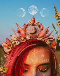 Pastel Sunset Mermaid Crown - Bohemian festival tiara, hippie headband, hair accessory