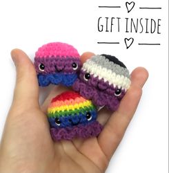 Pride octopus | Pride plush | Pride crochet | Pride gifts |  Crochet octopus | Octopus plush | Kawaii pride octopus