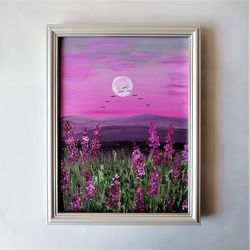 Painting wildflowers in acrylic, Palette knife landscape painting, Sunset painting landscape