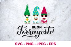 Buon Ferragosto gnomes SVG. Italian summer holiday