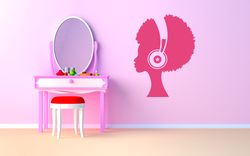 african girl wearing headphones wall sticker vinyl decal mural art decor