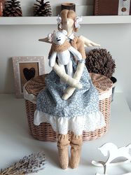 Interior doll Tilda angel and bear Decor doll Textile Doll Home decor doll