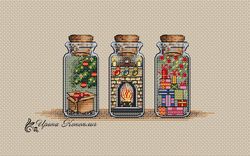 Merry christmas cross stitch pattern, New Year cross stitch pattern, bottle cross stitch, winter, pdf, gift, jar