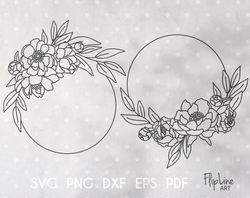 Boho Floral wreath svg split monogram svg Floral frame png wedding decor svg laser peonies svg wedding invite svg Mother