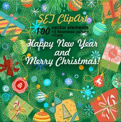 Happy New Year Clipart, christmas clip art, winter wallpaper, christmas tree ornament sets, christmas ornaments clip art