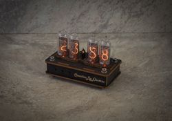 Nixie Tube Clock Case IN-14 4-tubes Table Watch Vintage Gift  Home Decor  Backlight is Orange