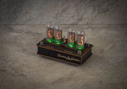 Nixie Tube Clock Case IN-14 4-tubes Table Watch Vintage Gift  Home Decor  Backlight is Green