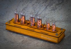 Nixie Tube Clock Case IN-14/16 6-tubes Table Watch Vintage Gift  Home Decor  Backlight is Orange