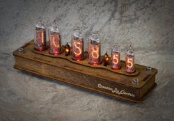 Nixie Tube Clock Case IN-14/16 6-tubes Table Watch Vintage Gift  Home Decor  Backlight is Red