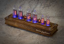 Nixie Tube Clock Case IN-14/16 6-tubes Table Watch Vintage Gift  Home Decor  Backlight is Blue