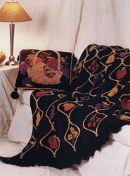 Digital | Vintage Knitting Pattern Abbondanza Afghan and Fruit Basket Pillow | Country Home Decor | ENGLISH PDF TEMPLATE