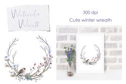 Winter WreathPng. Watercolor Wedding christmas Wreath png. Watercolor Wedding Greenery Wreath Clipart. Floral wreath