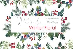 Watercolor winter wreath Holiday png. Watercolor Hand drawn christmas clipart with with spruce branches, berries, amelia