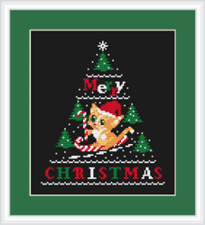 CANDY CAT CHRISTMAS TREE cross stitch pattern PDF by CrossStitchingForFun Instant Download