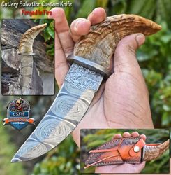 Custom Handmade Knife , Damascus Blade Camping Hunting Bowie Knife, Handmade Knife, Custom Handmade Knife