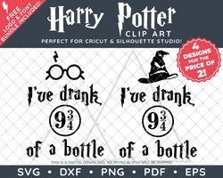 Harry Potter Clip Art Design SVG DXF PNG PDF - I've Drank Nine & Three Quarters Wine Glass Designs & FREE Font!
