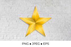 Metallic gold star sublimation design, 3d golden star icon