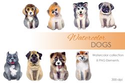 Watercolor Clipart. Dog clipart. Watercolor cute dog clipart. Use for a drawn artwork to make your own unique postcards