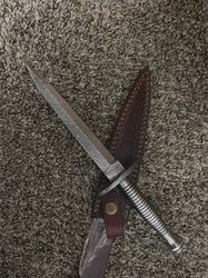 Custom Handmade Damascus Steel Knife, Dagger Knife, Hunting Knife, Viking Knife, Wedding Gift, Damascus ka bar, Gut Hook