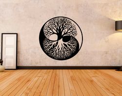 Yin Yang Symbol And Tree Sticker Wall Sticker Vinyl Decal Mural Art Decor