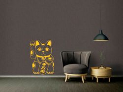 Maneki-Neko Cat Sticker Culture Of Japan Money Cat Wall Sticker Vinyl Decal Mural Art Decor