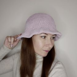 Fluffy bucket hat crochet Warm bucket hat crochet for women Oversized bucket hat handknit
