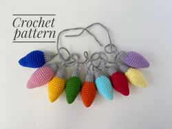 Christmas garland crochet pattern, Crochet garland light bulbs, Winter decor
