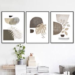 Scandi Art Gray Print Modern Poster Set Of 3 Wall Art Instant Download Large Prints Abstract Triptych Interior Decor