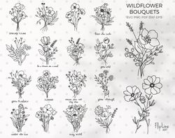 Wildflower svg bundle garden svg eucalyptus svg Flower Sketch Flower bouquet svg files for cricut botanical clipart