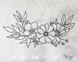 Wildflower svg floral wreath png wedding invitation svg Flower Sketch spring clipart wedding svg hand drawn flowers svg
