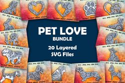 3D Pet love Svg Bundle - 20 Layered Mandala Cut files - 3 layer